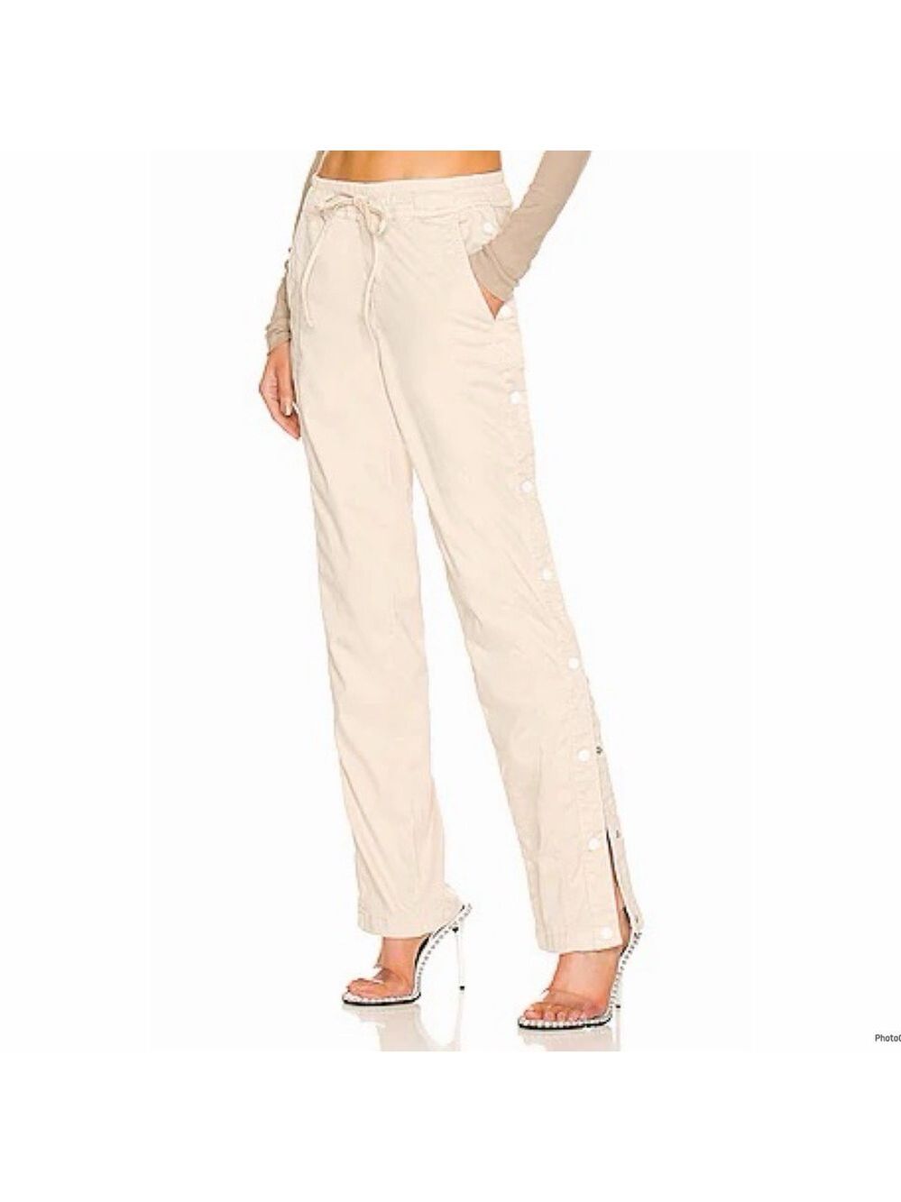 Cotton Citizen Tan Beige Oatmeal Track Pants Button Down with Pockets M